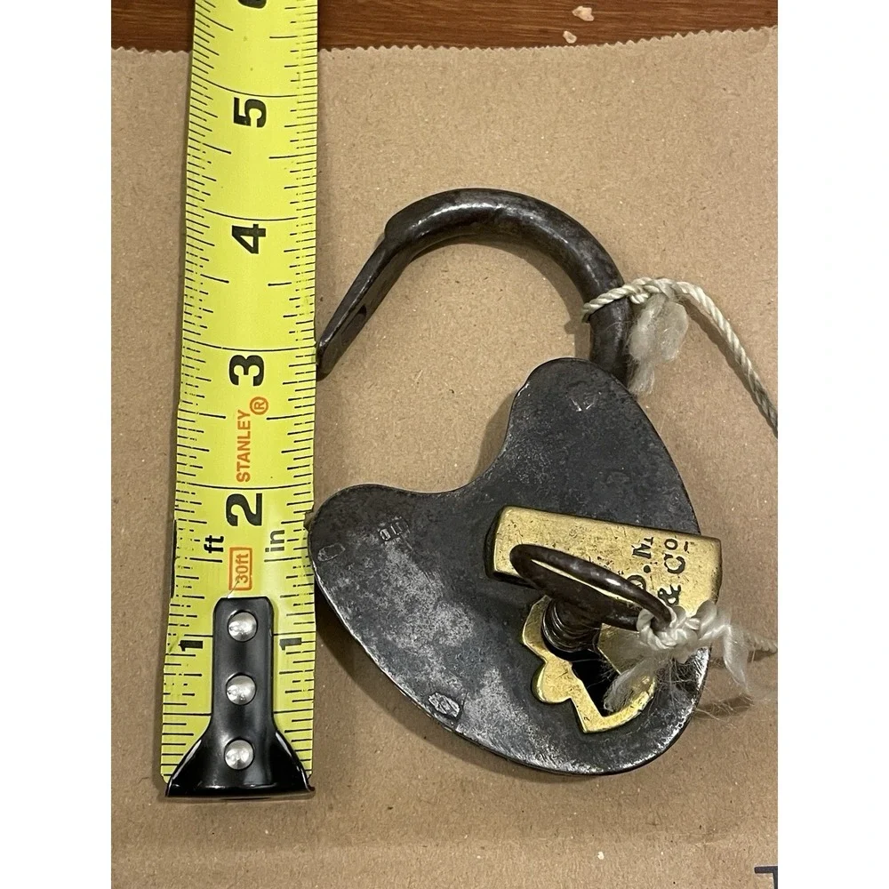 Antique Davenport Mallory Padlock Lock D.M &‎ Co With Key Iron